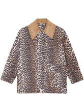 Ganni Animal Print Organic Cotton and Hemp Jacket Brown Brown