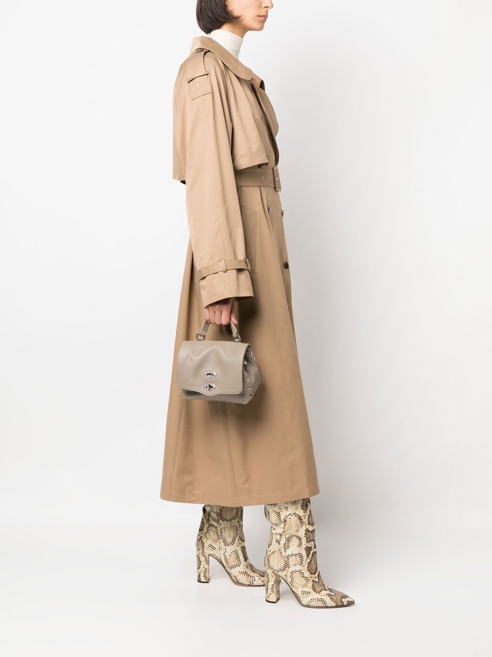 Zanellato Postina Daily Baby Pebbled Leather Handbag Grey