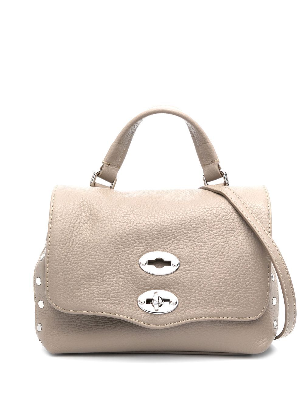Zanellato Postina Daily Baby Pebbled Leather Handbag Grey