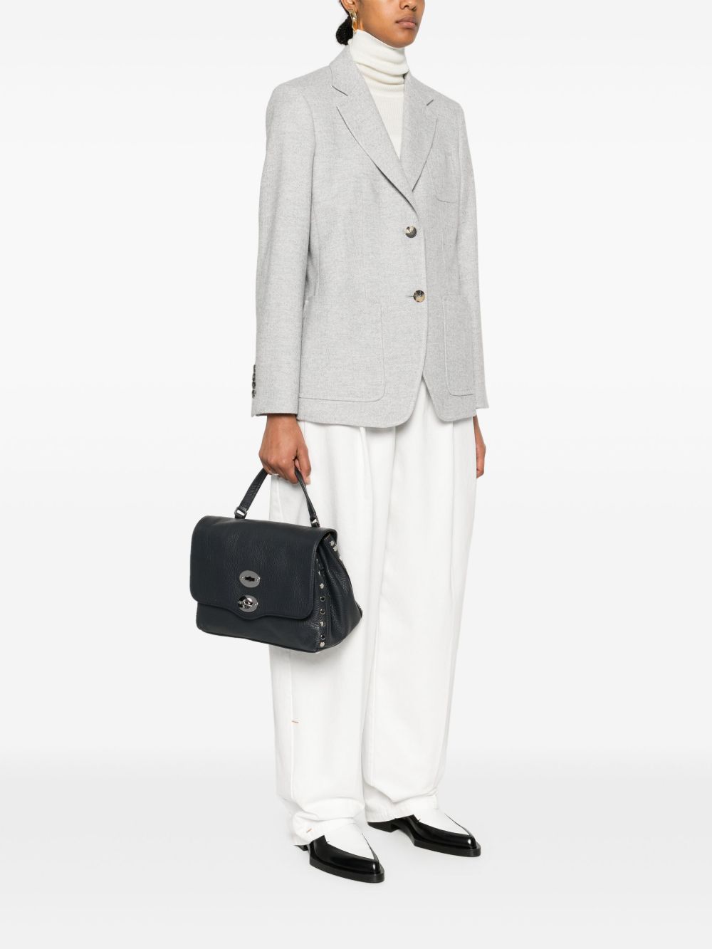 Zanellato Postina Daily Small Pebbled-Leather Handbag Blue