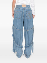 The Attico Panelled Tie-Detailed Denim Jeans Clear Blue