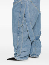The Attico Panelled Tie-Detailed Denim Jeans Clear Blue