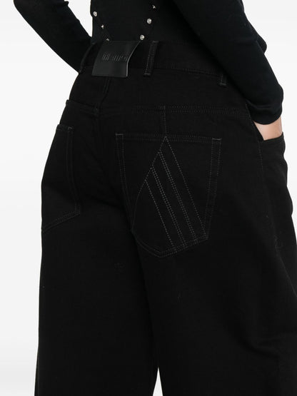 The Attico High-Rise Tapered Cotton Denim Jeans Black black