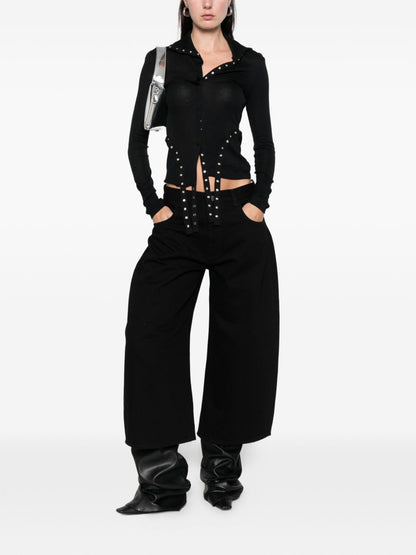 The Attico High-Rise Tapered Cotton Denim Jeans Black black