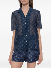 Tory Burch Paisley Print Cotton-Silk Short-Sleeved Shirt Blue