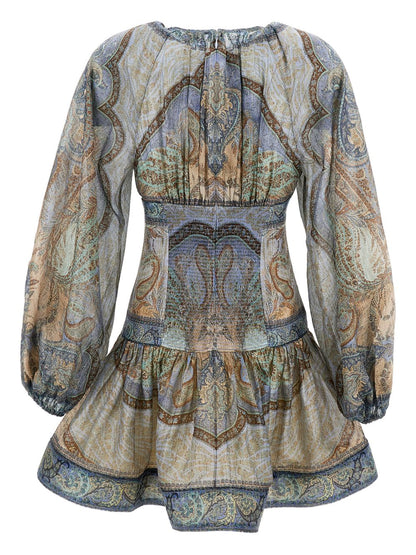Zimmermann Wanderlust Blue Cotton-Silk Mini Dress Blue