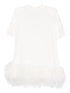 The Attico Feather-Trim Cotton Mini Dress White
