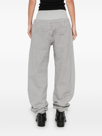 The Attico Cotton Drawstring Tapered Trousers Grey
