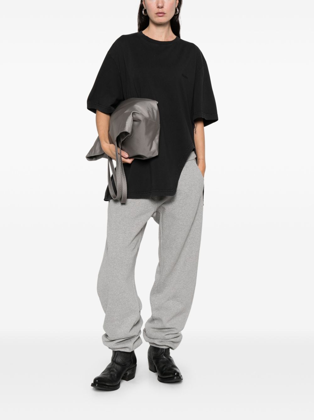 The Attico Cutout Cotton T-Shirt Black black