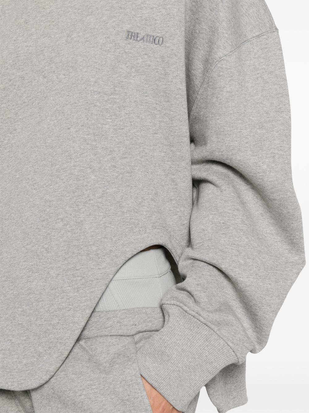 The Attico Logo-Detail Cutout Grey Cotton Sweater Grey