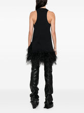 The Attico Feather Trim Sleeveless Cotton Mini Dress Black