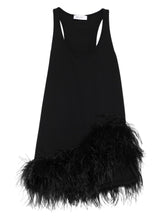 The Attico Feather Trim Sleeveless Cotton Mini Dress Black