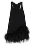 The Attico Feather Trim Sleeveless Cotton Mini Dress Black