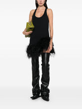 The Attico Feather Trim Sleeveless Cotton Mini Dress Black