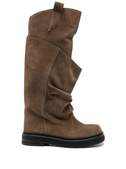 The Attico Passeggiata Knee-High Suede Boots Brown