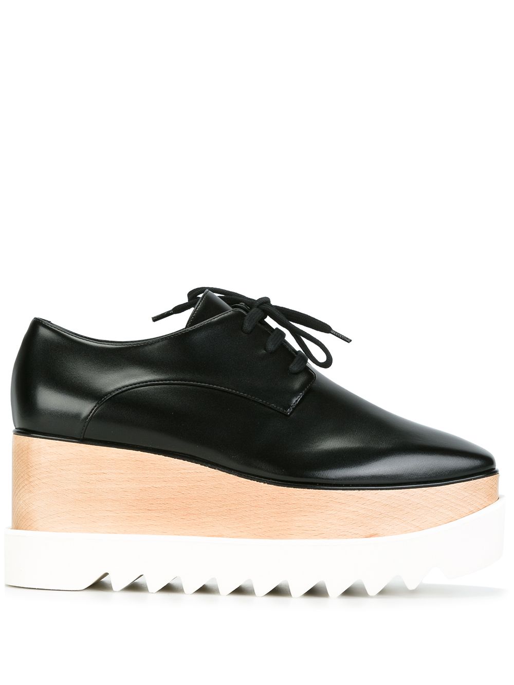 Stella McCartney Elyse Platform Wedge Lace-Up Black Sneakers Black