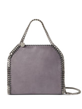 Stella McCartney Falabella Mini Grey Textured Tote Bag with Top Handles and Chain Detailing Grey