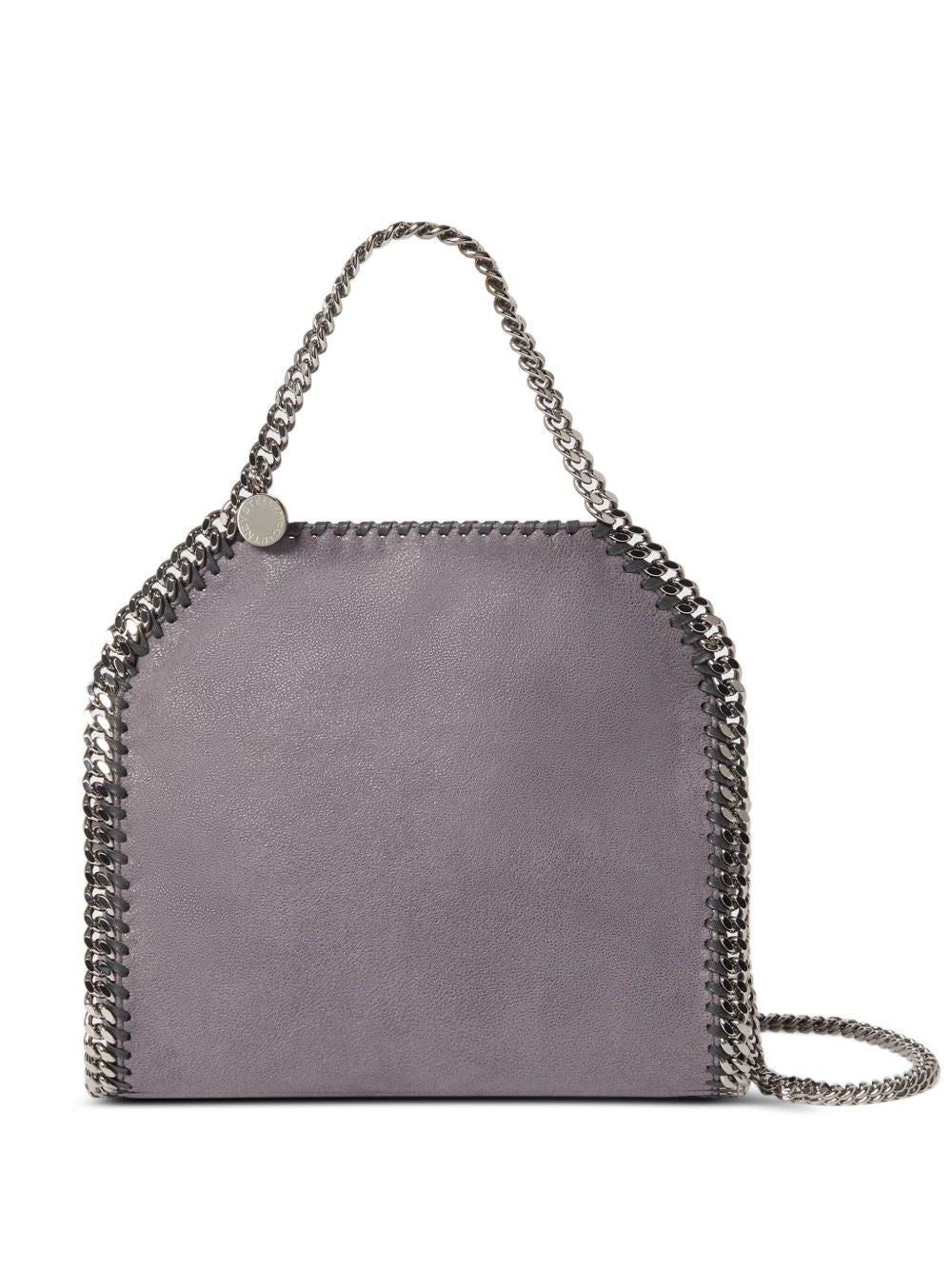 Stella McCartney Falabella Mini Grey Textured Tote Bag with Top Handles and Chain Detailing Grey