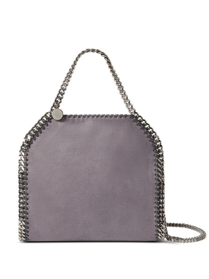 Stella McCartney Falabella Mini Grey Textured Tote Bag with Top Handles and Chain Detailing Grey