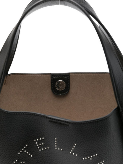 Stella McCartney Logo Tote Bag in Black Leather Black