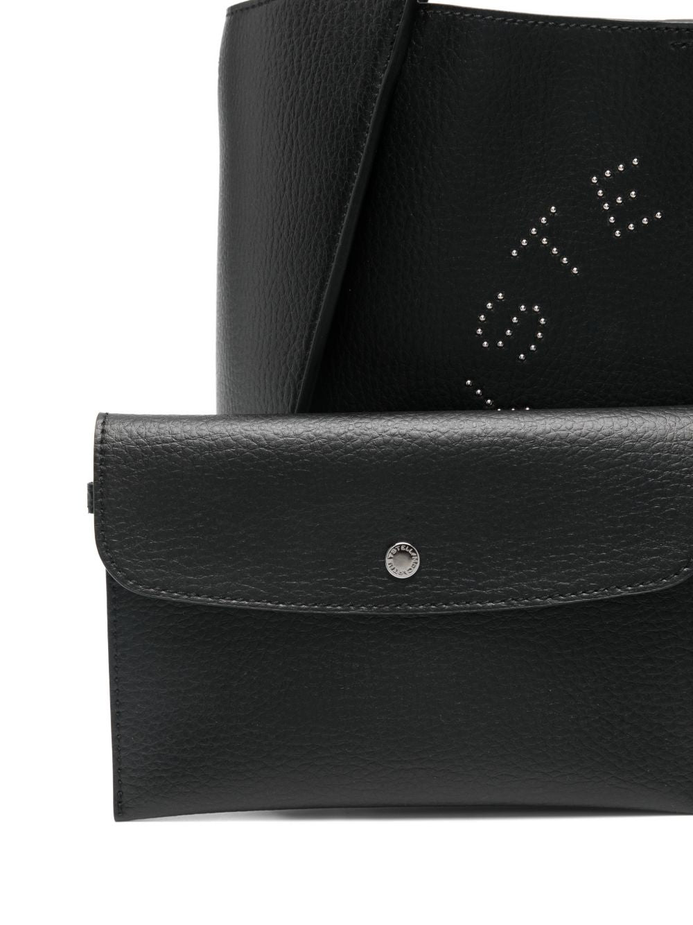 Stella McCartney Logo Tote Bag in Black Leather Black