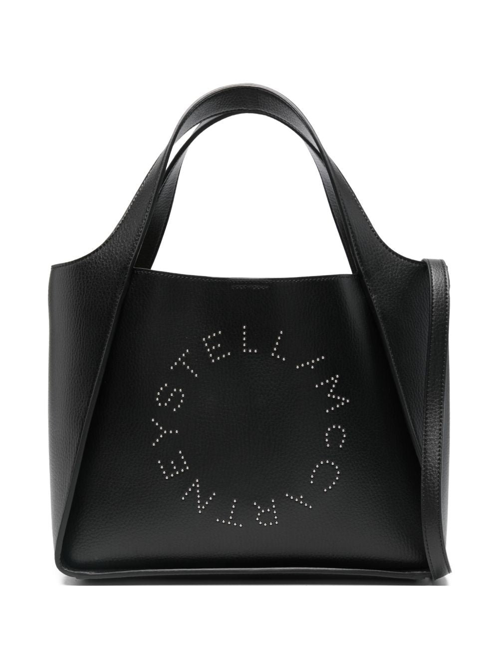 Stella McCartney Logo Tote Bag in Black Leather Black