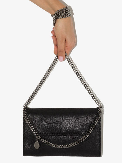 Stella McCartney Falabella Small Faux Leather Chain Wallet Black black