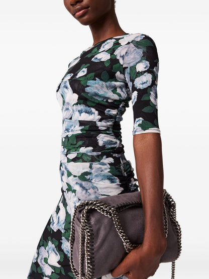 Stella McCartney Mesh Floral-Print Bunch of Roses Top Black