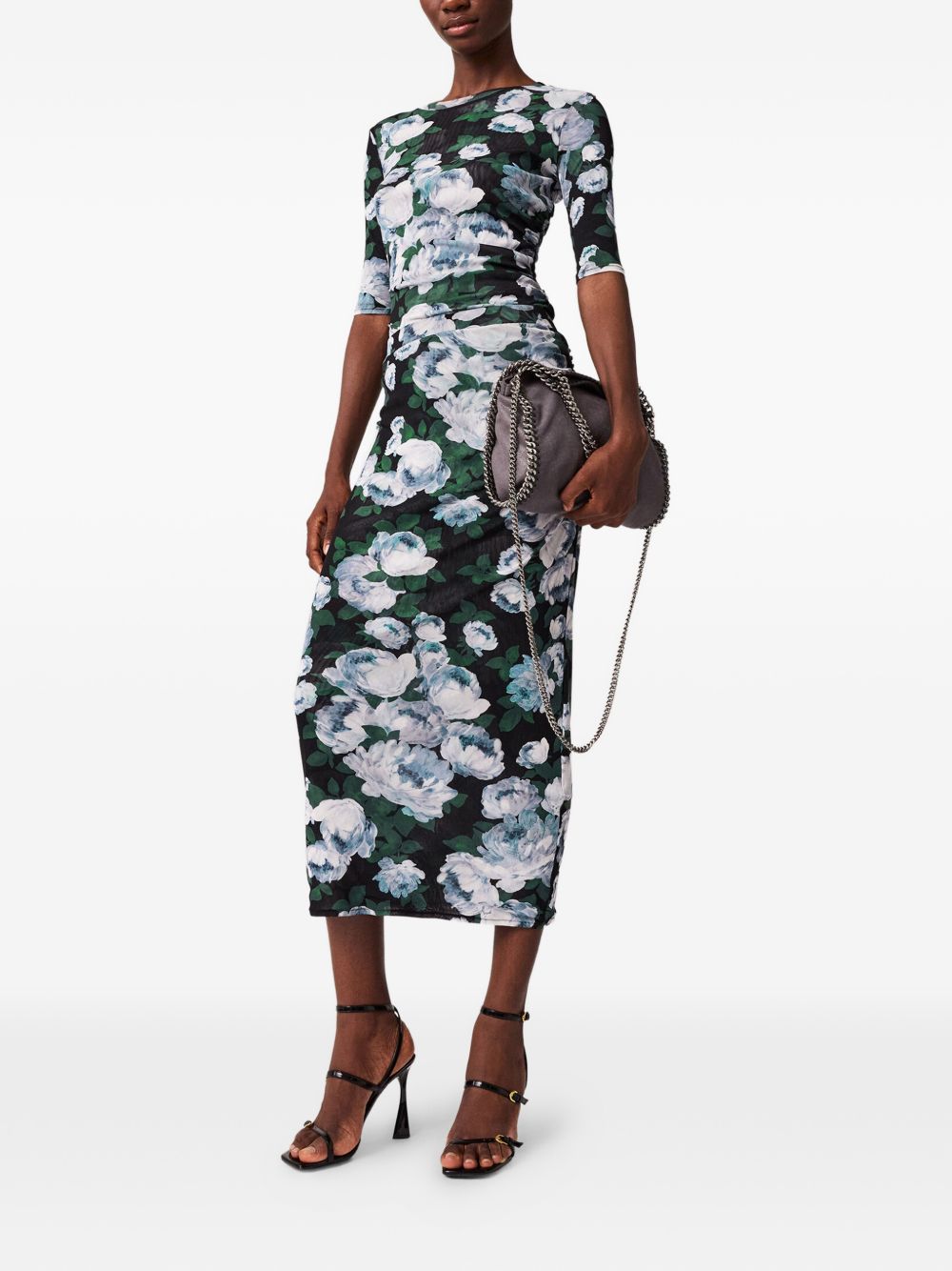 Stella McCartney Mesh Floral-Print Bunch of Roses Top Black