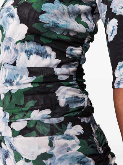 Stella McCartney Mesh Floral-Print Bunch of Roses Top Black
