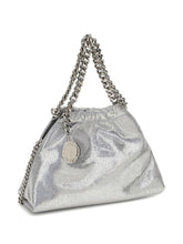Stella McCartney Falabella Mini Drawstring Tote with Silver Chain and Logo Medallion - Silver Silver