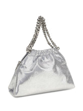 Stella McCartney Falabella Mini Drawstring Tote with Silver Chain and Logo Medallion - Silver Silver