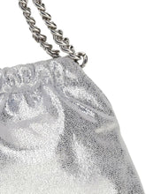 Stella McCartney Falabella Mini Drawstring Tote with Silver Chain and Logo Medallion - Silver Silver