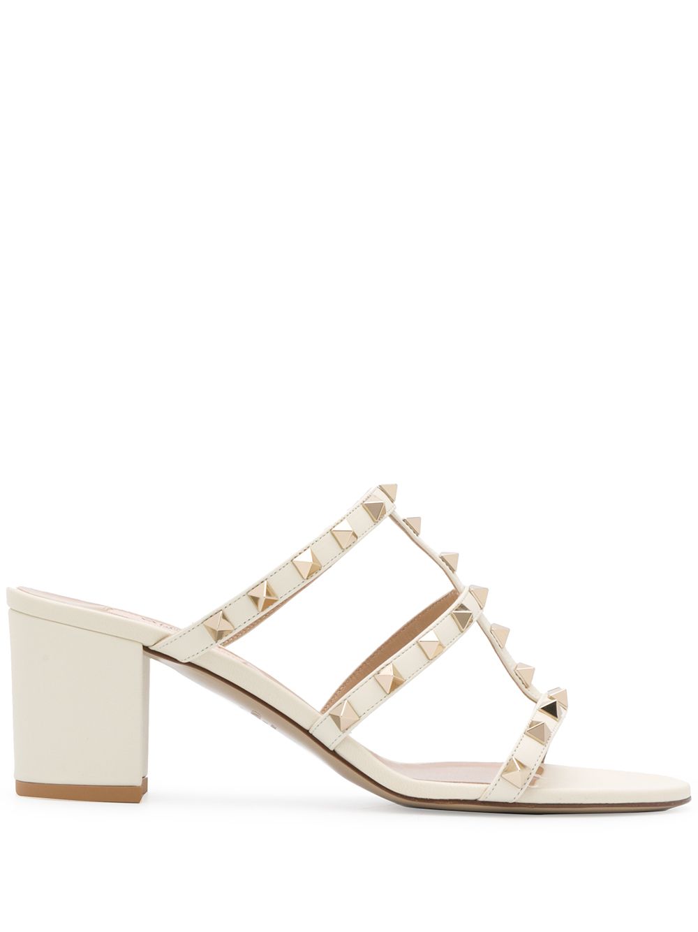Valentino Garavani Rockstud Ivory Leather Sandals Ivory