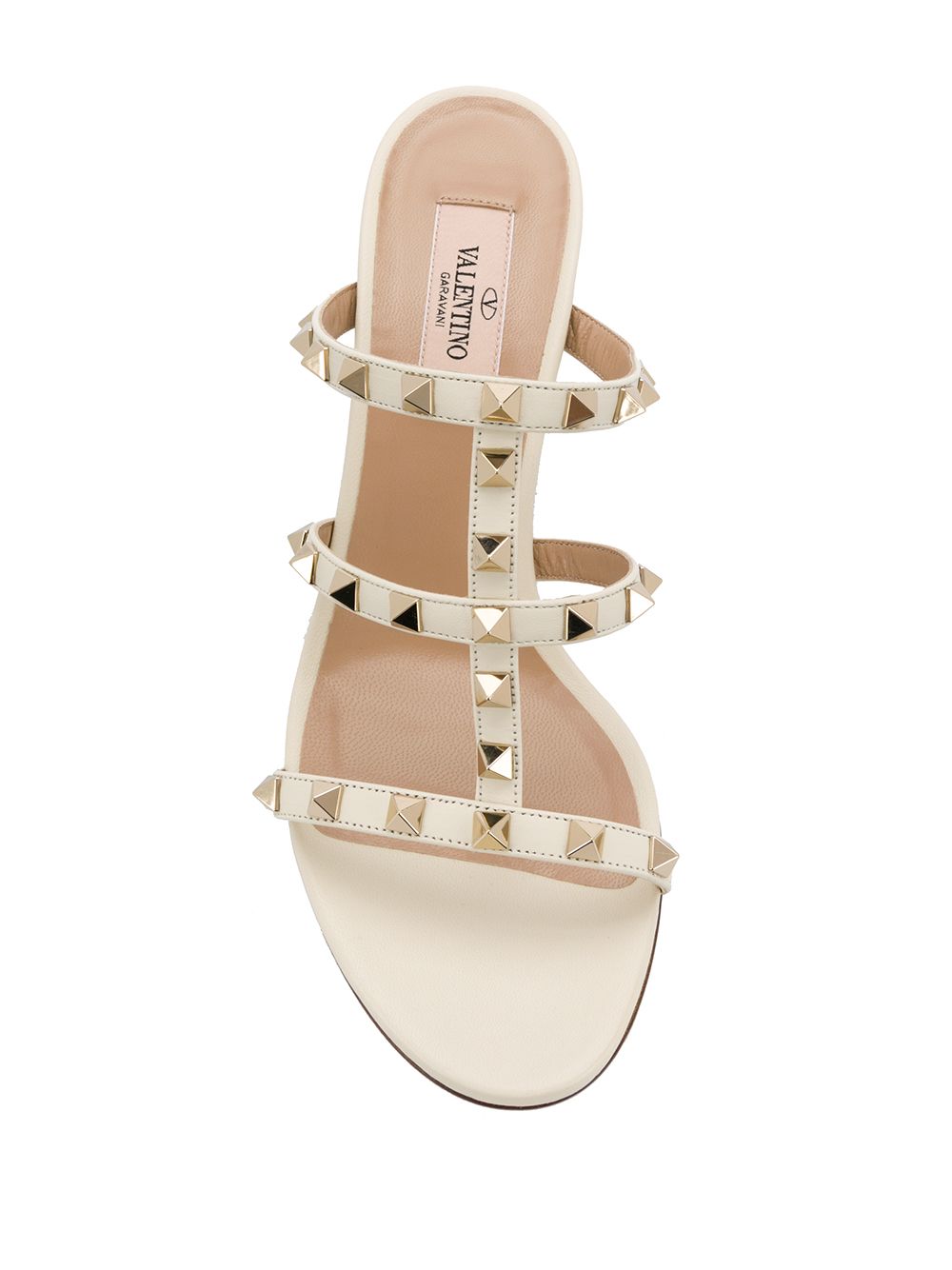 Valentino Garavani Rockstud Ivory Leather Sandals Ivory