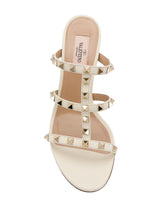 Valentino Garavani Rockstud Ivory Leather Sandals Ivory