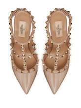 Valentino Garavani Rockstud 100mm Patent Leather Pumps Powder