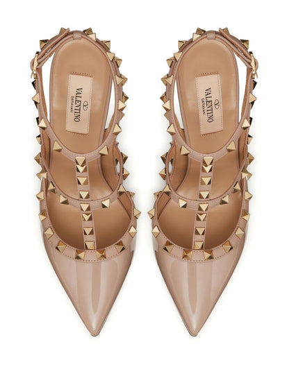 Valentino Garavani Rockstud 100mm Patent Leather Pumps Powder