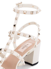 Valentino Garavani Rockstud 60 Ivory Leather Ankle Strap Sandals Ivory