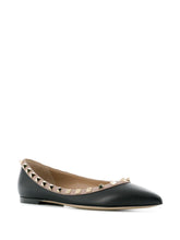 Valentino Garavani Rockstud Pointed-Toe Leather Ballet Flats Black