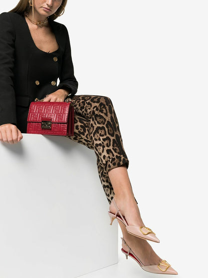 Valentino Garavani VLogo Signature Slingback Pumps With Kitten Heel in Powder Powder