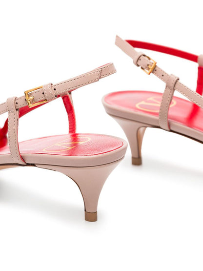 Valentino Garavani VLogo Signature Slingback Pumps With Kitten Heel in Powder Powder