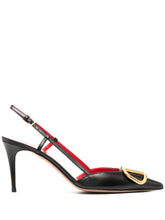Valentino Garavani VLogo Signature Black Leather Slingback Pumps With Heel Black