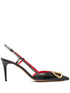 Valentino Garavani VLogo Signature Black Leather Slingback Pumps With Heel Black