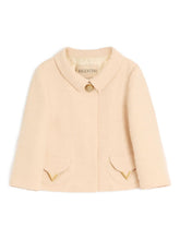 Valentino VLogo Signature Wool Jacket in Beige with Button Detailing Beige