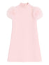 Valentino Feathered Light Pink Wool and Silk Dress with Rear Zip Closure and Feather Boa Pink