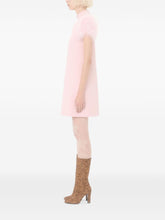 Valentino Feathered Light Pink Wool and Silk Dress with Rear Zip Closure and Feather Boa Pink