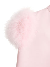 Valentino Feathered Light Pink Wool and Silk Dress with Rear Zip Closure and Feather Boa Pink