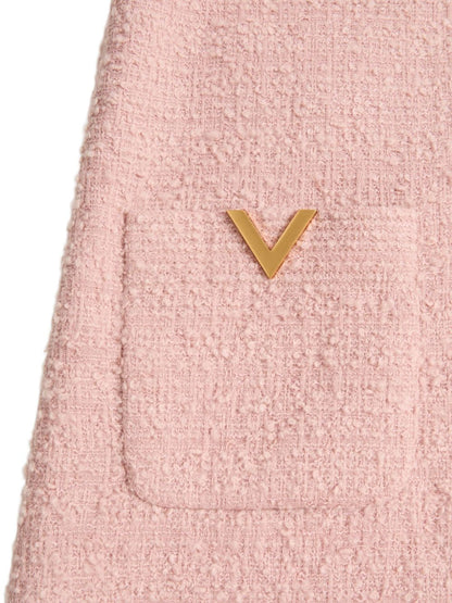 Valentino Light Pink Wool Mini Dress with Brow Detail Pink