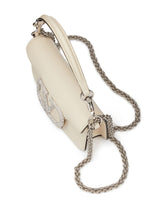 Valentino Garavani Locò Small VLogo Crystal-Embellished Leather Shoulder Bag Ivory